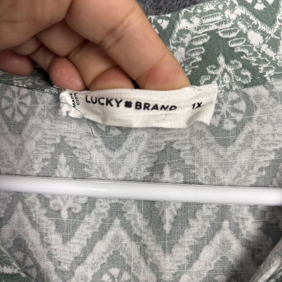 Lucky Brand Dress Womens Size 1X Green Cottagecore Safari Nature - Picture 4 of 12